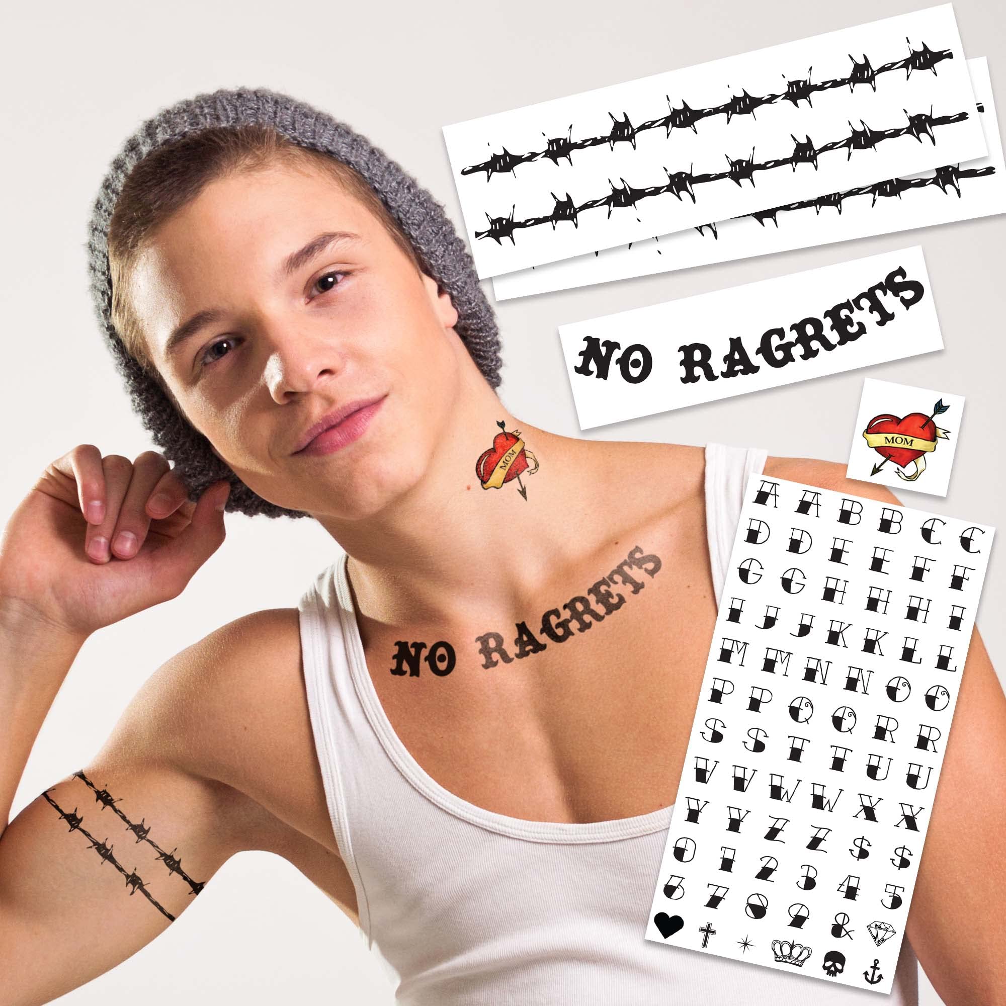 FashionTats White Trash Party We're The Millers Temporary Tattoos | Halloween Costume Tattoo Kit | Skin-Safe | MADE IN USA | Removable