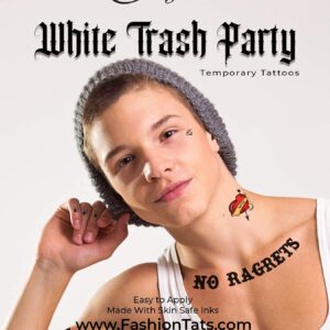 FashionTats White Trash Party We're The Millers Temporary Tattoos | Halloween Costume Tattoo Kit | Skin-Safe | MADE IN USA | Removable