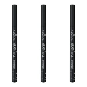 essence | 3-Pack Black Superfine Eyeliner Pen | Long Lasting Liquid Formula with Felt Tip Applicator | Vegan & Cruelty Free