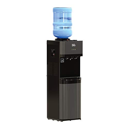 Brio Limited Edition Top Loading Water Cooler Dispenser - Black Stainless Steel - Hot & Cold Water, Child Safety Lock, Holds 3 or 5 Gallon Bottles - UL/Energy Star Approved