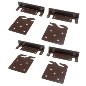 coshar bed frame bracket bed post double slot bracket with heavy duty plate hardware - set of 4, brown