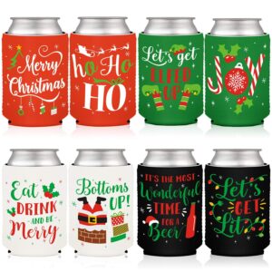 christmas favor decorations supplies xmas holiday can sleeves coolers can covers for christmas gathering winter party gift ideas neoprene soda can beverage set of 8