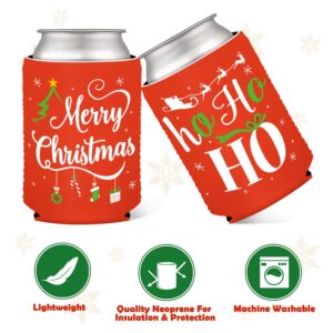 Christmas Favor Decorations Supplies Xmas Holiday Can Sleeves Coolers Can Covers for Christmas Gathering Winter Party Gift Ideas Neoprene Soda Can Beverage Set of 8