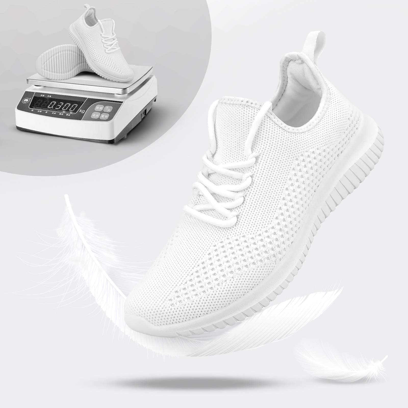 Sumotia Non Slip Shoes for Women Womens Athletic Shoes Lightweight Fashionable Breathable Tennis Sneakers Sports Gyms Work Shopping Travel,White 8