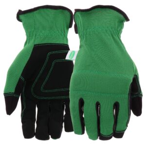 scotts unisex adult high dexterity synthetic leather garden yard work gloves, green, large us