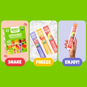 DeeBee's Organics Classic SuperFruit Freezie Pops, No Added Sugars, No Artificial Flavors or Colors Freezer Pops (Pack of 25)