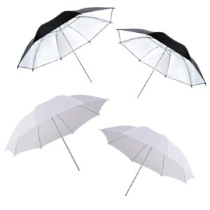 photography umbrella lighting 4 pack kit, 33"/84cm soft white translucent and reflective umbrella for photo and video studio shooting
