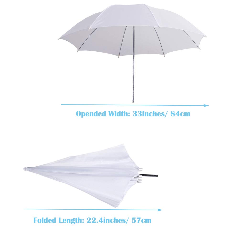 Photography Umbrella Lighting 4 Pack Kit, 33"/84cm Soft White Translucent and Reflective Umbrella for Photo and Video Studio Shooting