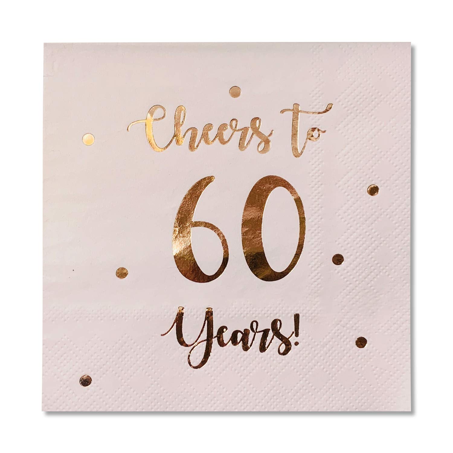 Cheers to 60 Years Cocktail Napkins | Happy 60th Birthday Decorations for Men and Women and Wedding Anniversary Party Decorations | 50-Pack 3-Ply Napkins | 5 x 5 inch folded (Pink)