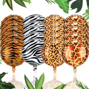 20 pieces animal pattern balloons 18 inch forest animal foil balloons deer tiger zebra leopard round aluminum balloons party favors for jungle safari themed birthday party
