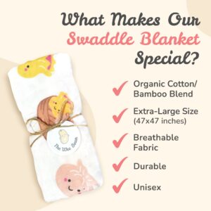 The Wee Bean Baby Swaddle Blanket, Organic Cotton and Rayon derived from Bamboo Muslin Blanket, Soft, Breathable Baby Blankets for Boys & Girls, Taste of HK Dim Sum Dumpling Design, 47 x 47 Inches