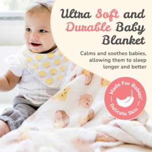 The Wee Bean Baby Swaddle Blanket, Organic Cotton and Rayon derived from Bamboo Muslin Blanket, Soft, Breathable Baby Blankets for Boys & Girls, Taste of HK Dim Sum Dumpling Design, 47 x 47 Inches