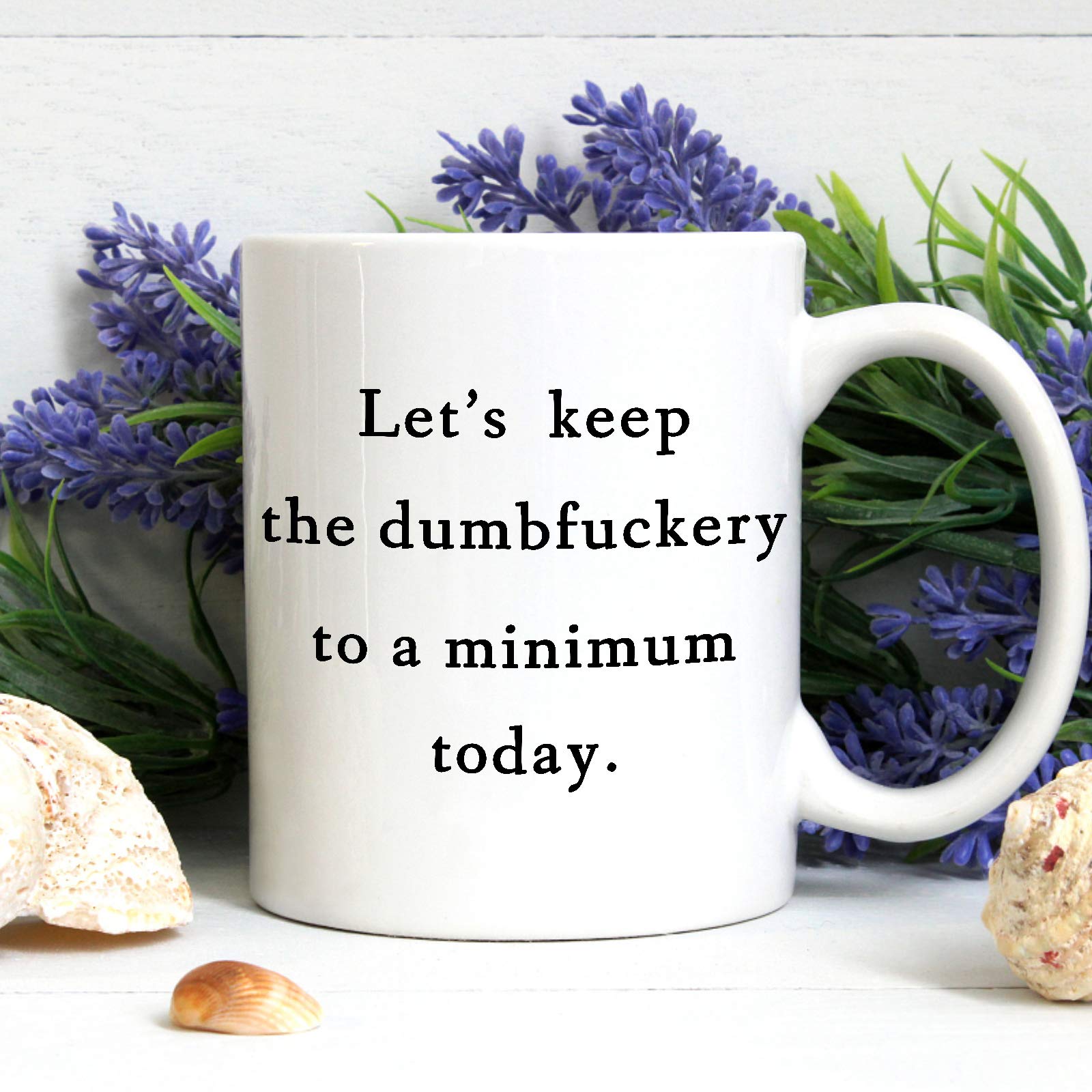 Lets Keep The Dumb Coffee Mug Let's Keep the Annoyance to a Minimum Today Mug Annoyance Mug Funny Coffee Mug for Office Friends Christmas White Elephant Gifts for Coworkers Friends Men Women 11 Ounce