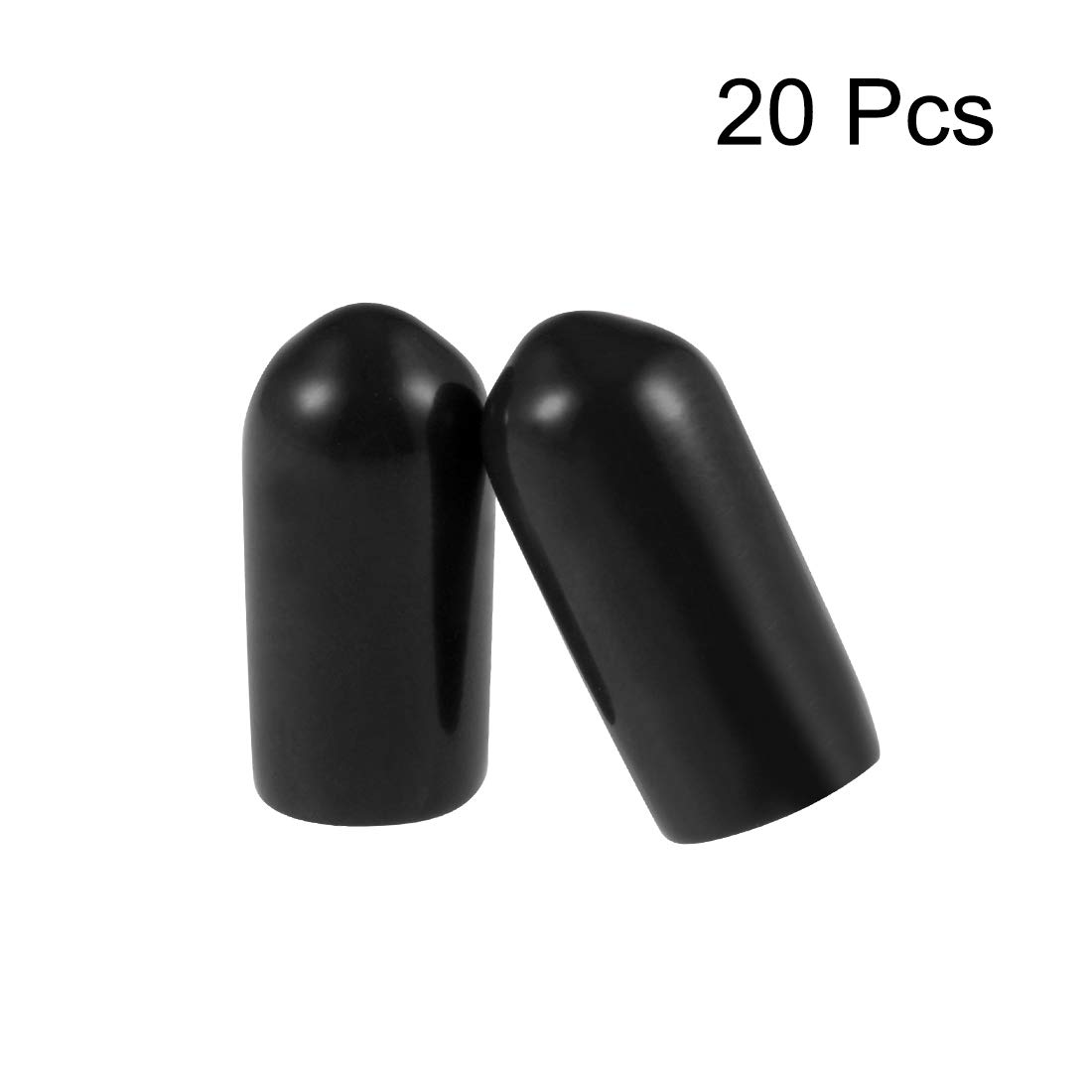 uxcell 20pcs Rubber End Caps 1/4"(6mm) ID Vinyl Round Tube Bolt Cap Cover Thread Protectors Black