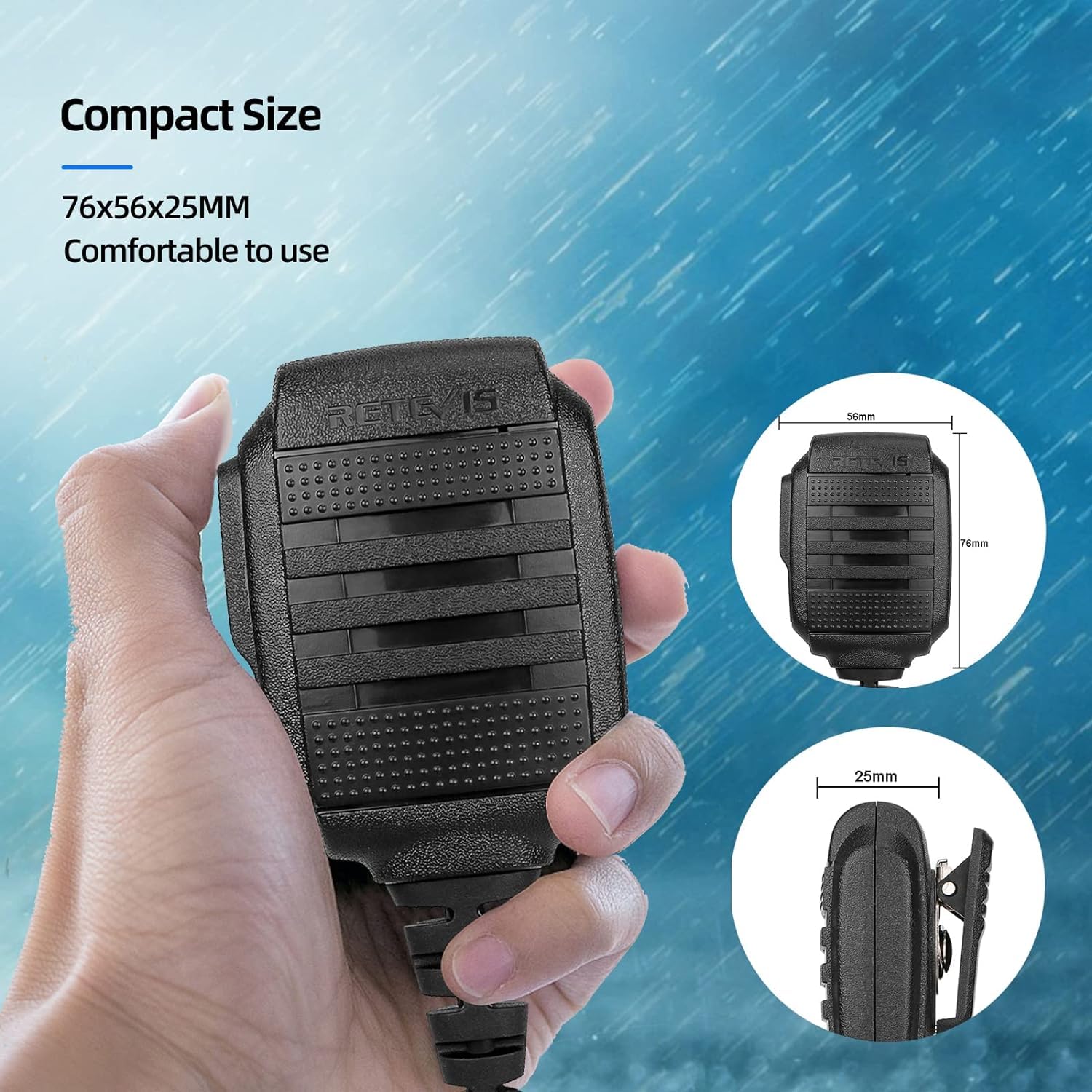 Retevis Walkie Talkie Speaker Mic,IP54 Waterproof 2 Pin Shoulder Speaker Mic Compatible with RT22 RT68 RT27 H777 RB26 RB29 Baofeng UV-5R BF-F8HP UV-5G Plus 5RM Pxton Arcshell Two Way Radio(1 Pack)