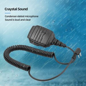 Retevis Walkie Talkie Speaker Mic,IP54 Waterproof 2 Pin Shoulder Speaker Mic Compatible with RT22 RT68 RT27 H777 RB26 RB29 Baofeng UV-5R BF-F8HP UV-5G Plus 5RM Pxton Arcshell Two Way Radio(1 Pack)