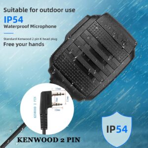 Retevis Walkie Talkie Speaker Mic,IP54 Waterproof 2 Pin Shoulder Speaker Mic Compatible with RT22 RT68 RT27 H777 RB26 RB29 Baofeng UV-5R BF-F8HP UV-5G Plus 5RM Pxton Arcshell Two Way Radio(1 Pack)