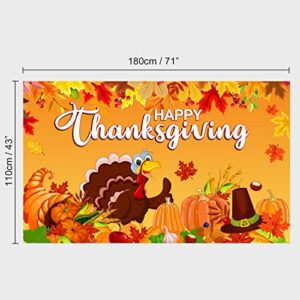 Thanksgiving Decorations Happy Thanksgiving Banner Backdrop Fall Pumpkin Turkey Autumn Maple Leaves Photography Background Harvest Party Supplies Table Banner Photo Booth Props