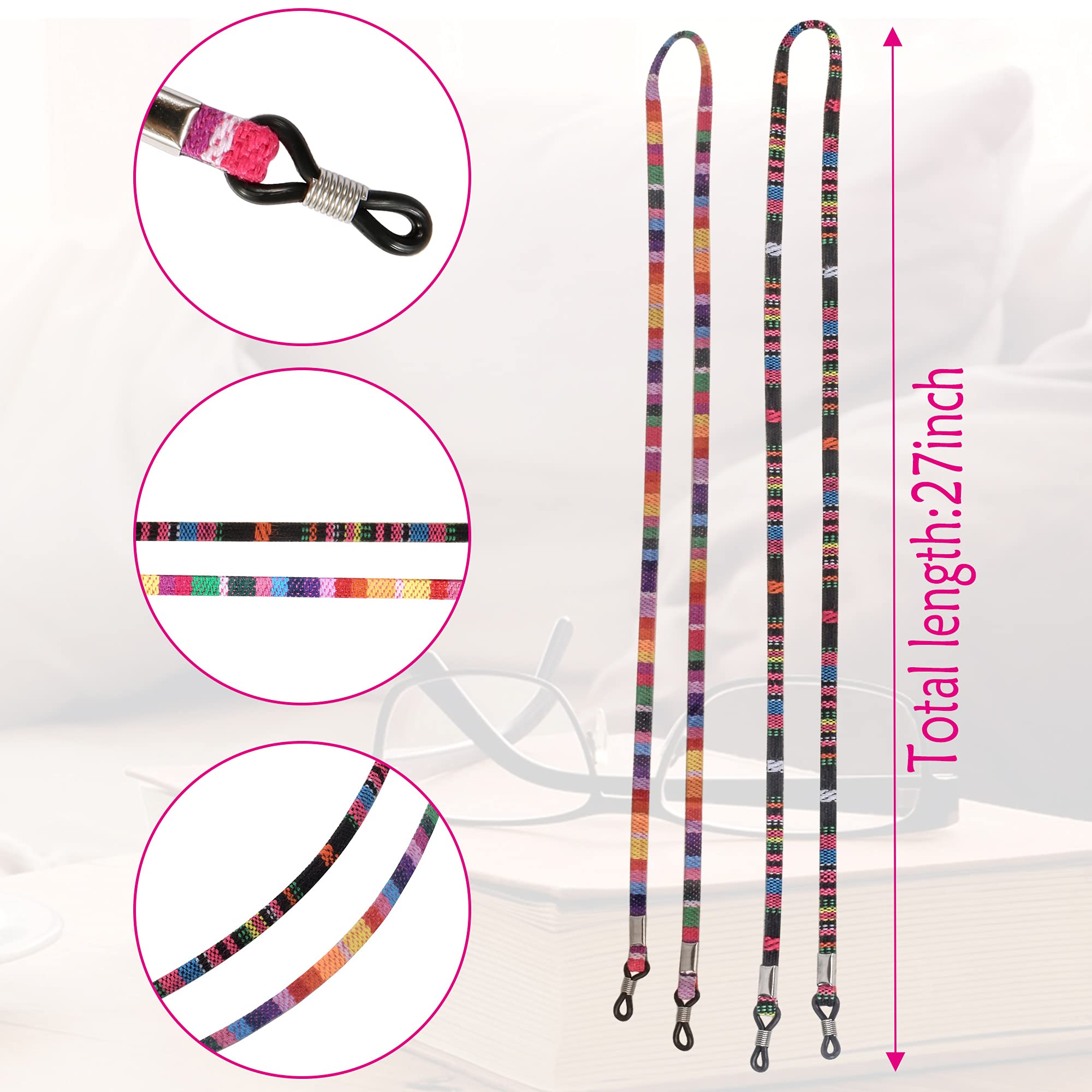 LOVEWEE 10 Pcs Glasses Strap, Sunglass Eyewear Straps, Colorful Sunglasses Eyeglass Holder Lanyard Cord, Premium Eyewear Chain Cord, Fashion Sunglass Lanyards for Women, Mothers, Girls