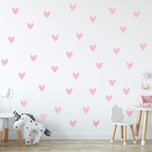 The Boho Design Hearts Wall Decals Peel and Stick for Kids, Baby Bedroom Nursery and Living Room. Love Vinyl Wall Stickers Decor (Pink)