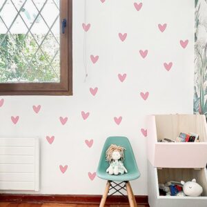 The Boho Design Hearts Wall Decals Peel and Stick for Kids, Baby Bedroom Nursery and Living Room. Love Vinyl Wall Stickers Decor (Pink)