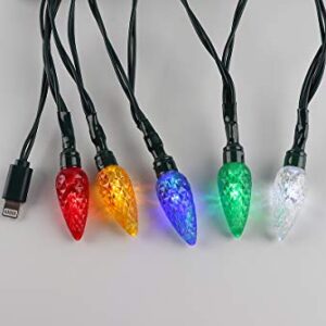 2 Pack KBG LED Christmas Lights Charging Cable, USB Charger Cord Multicolor 10LED 50inch Compatible with Phone 5,5s,6,6plus,6s,6s Plus,7,7plus,8,8plus,X,XR,XS,XS Max,11Pro Max,SE etc (2PCS)