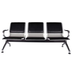 kintness guest reception chairs for airport waiting room office chairs salon barber bank hall room conference airport with black leather cushion 3 seat bench furniture …