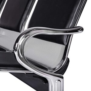 KINTNESS Guest Reception Chairs for Airport Waiting Room Office Chairs Salon Barber Bank Hall Room Conference Airport with Black Leather Cushion 3 Seat Bench Furniture …