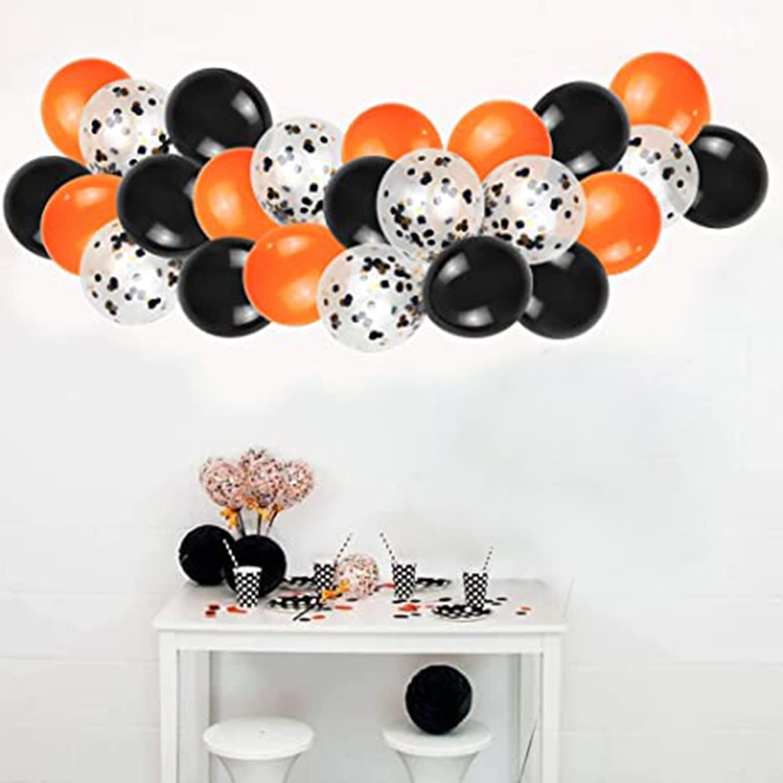 Halloween Balloons Black and Orange Balloons 12 Inch 50 Pack Black and Orange Confetti Balloons for Halloween Party