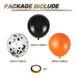 Halloween Balloons Black and Orange Balloons 12 Inch 50 Pack Black and Orange Confetti Balloons for Halloween Party