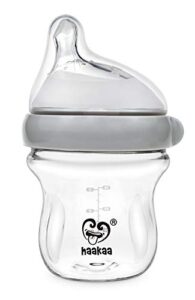 haakaa generation 3 glass baby bottle 4 oz/120 ml, 1 pk (grey)
