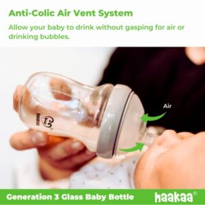 Haakaa Generation 3 Glass Baby Bottle 4 oz/120 ml, 1 PK (Grey)