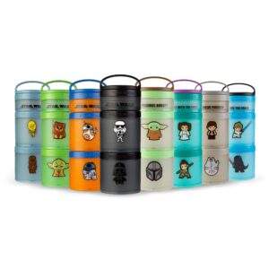 Whiskware Star Wars Stackable Snack Containers for Kids and Toddlers, 3 Stackable Snack Cups for School and Travel, Princess Leia and Rey