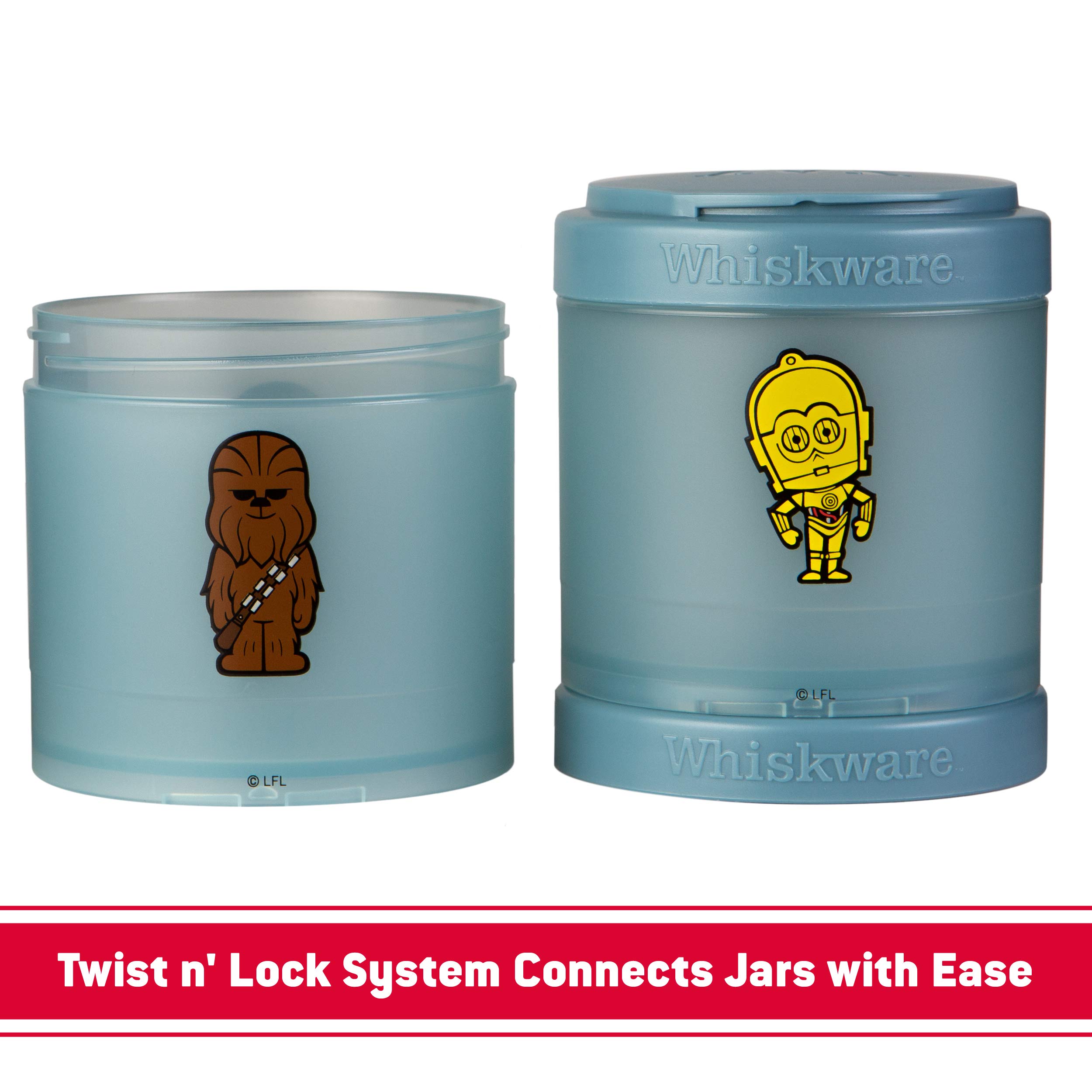 Whiskware Star Wars Stackable Snack Containers for Kids and Toddlers, 3 Stackable Snack Cups for School and Travel, Princess Leia and Rey