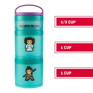 Whiskware Star Wars Stackable Snack Containers for Kids and Toddlers, 3 Stackable Snack Cups for School and Travel, Princess Leia and Rey