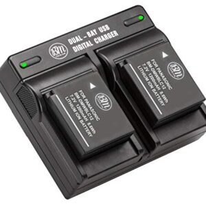 BM Premium 2 Pack of DMW-BLC12 Batteries and Dual Bay Charger for Panasonic Lumix DC-FZ1000 II DC-G95 DMC-G85 DMC-GH2 DMC-G5 DMC-G6 DMC-G7 DMC-GX8 DMC-FZ200 DMC-FZ300 DMC-FZ1000 DMC-FZ2500 Cameras