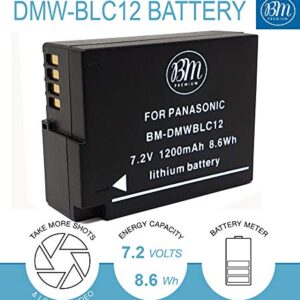 BM Premium 2 Pack of DMW-BLC12 Batteries and Dual Bay Charger for Panasonic Lumix DC-FZ1000 II DC-G95 DMC-G85 DMC-GH2 DMC-G5 DMC-G6 DMC-G7 DMC-GX8 DMC-FZ200 DMC-FZ300 DMC-FZ1000 DMC-FZ2500 Cameras