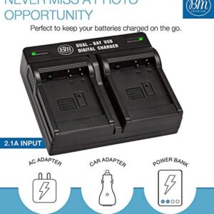 BM Premium 2 Pack of DMW-BLC12 Batteries and Dual Bay Charger for Panasonic Lumix DC-FZ1000 II DC-G95 DMC-G85 DMC-GH2 DMC-G5 DMC-G6 DMC-G7 DMC-GX8 DMC-FZ200 DMC-FZ300 DMC-FZ1000 DMC-FZ2500 Cameras