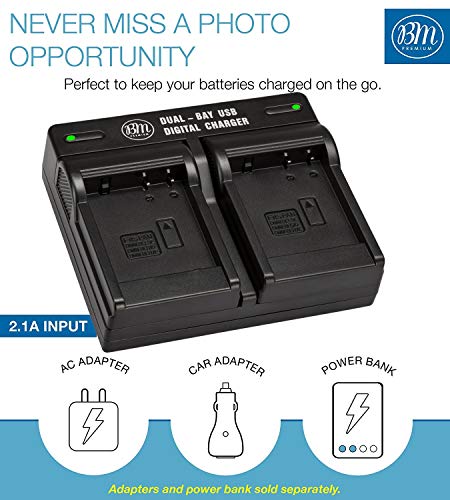 BM Premium 2 Pack of DMW-BLC12 Batteries and Dual Bay Charger for Panasonic Lumix DC-FZ1000 II DC-G95 DMC-G85 DMC-GH2 DMC-G5 DMC-G6 DMC-G7 DMC-GX8 DMC-FZ200 DMC-FZ300 DMC-FZ1000 DMC-FZ2500 Cameras