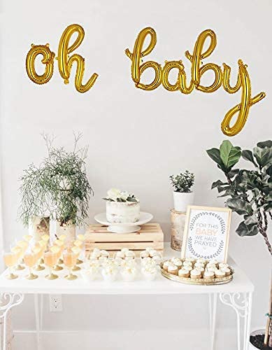 Oh Baby Foil Balloons Gold Letter Mylar Balloon Banner Birthdays Party Decorations Supplies Small 16 Inch Baby Shower