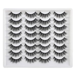 jimire 16 pairs false eyelashes fluffy natural fake lashes 3d volume lashes pack for cat-eye look