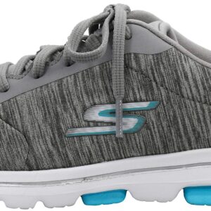 Skechers Women's Go Walk 5-True Sneaker, Grey/Light Blue, 7.5 M US