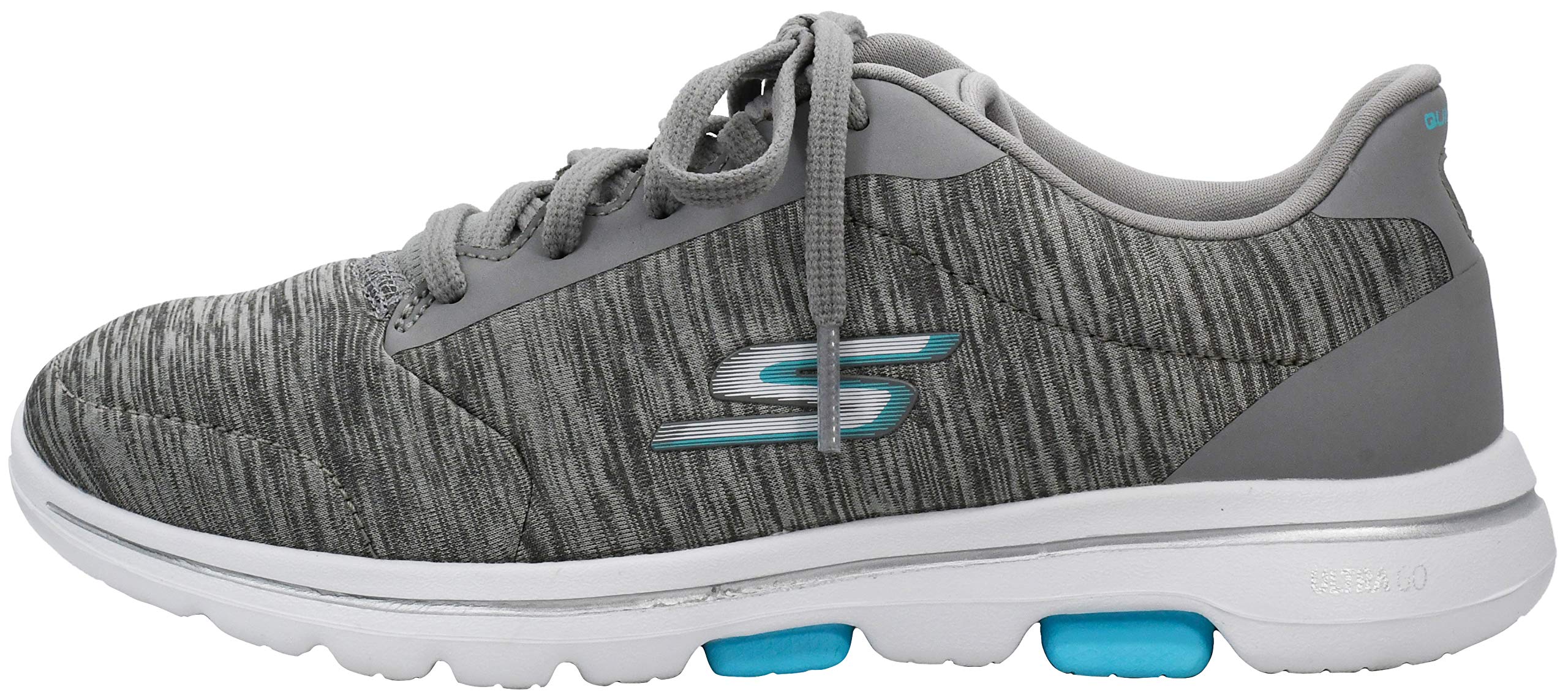 Skechers Women's Go Walk 5-True Sneaker, Grey/Light Blue, 7.5 M US