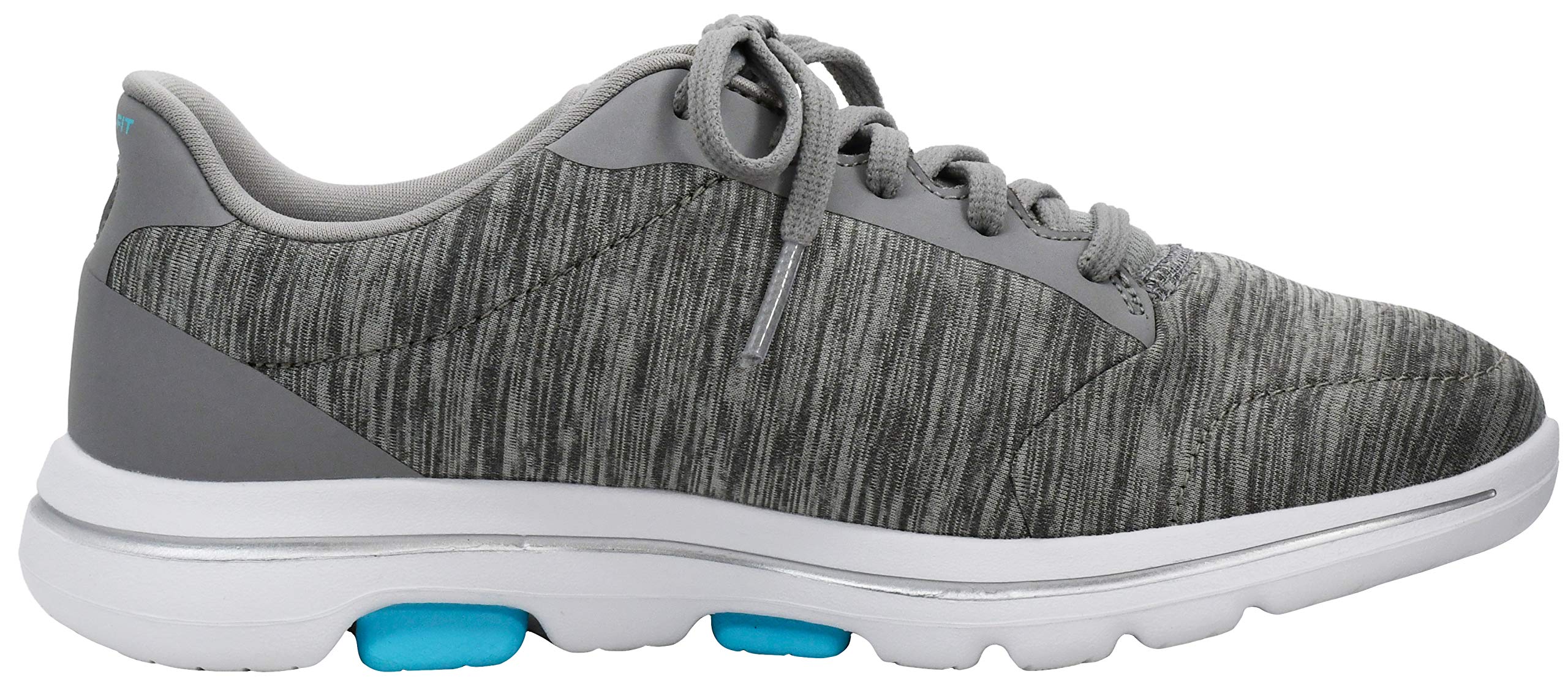 Skechers Women's Go Walk 5-True Sneaker, Grey/Light Blue, 7.5 M US