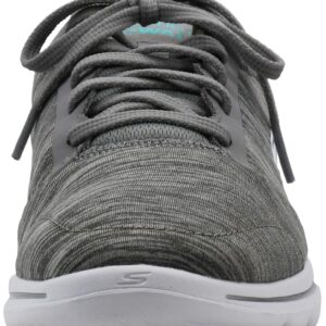 Skechers Women's Go Walk 5-True Sneaker, Grey/Light Blue, 7.5 M US