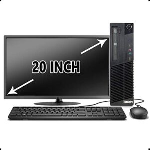 lenovo thinkcentre small form desktop pc computer package, intel quad core i5 up to 3.6ghz, 8g ddr3, 1t, usb 3.0, vga, dp, 20 inch lcd monitor(brands may vary), keyboard, mouse, win 10 pro 64(renewed)