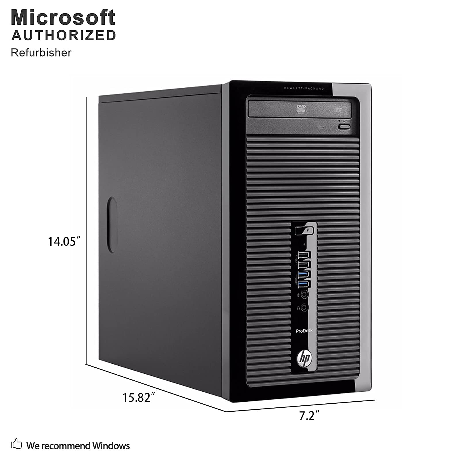 HP ProDesk 400 G1 Tower Computer PC, Intel Quad Core i5-4570 up to 3.6GHz, 16G DDR3, 256G SSD, DVD, Windows 10 Pro 64 Bit-Multi-Language Supports English/Spanish/French (Renewed)