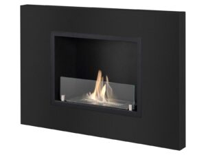 black recessed wall mount ventless bio ethanol fireplace - quadra | ignis