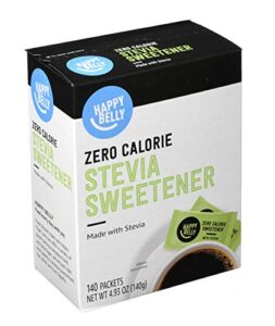 amazon brand - happy belly, zero calorie stevia sweetener powder, 140 packet, 4.93 ounce (pack of 1) (previously sugarly sweet)