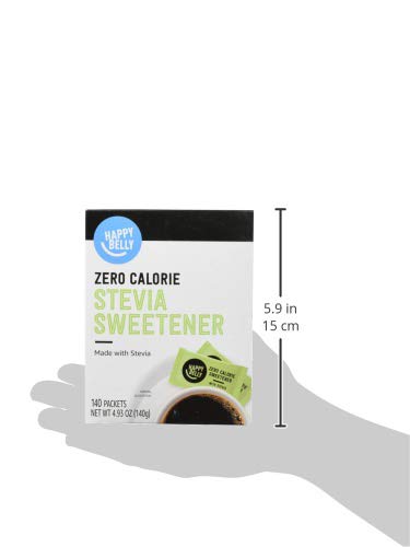 Amazon Brand - Happy Belly, Zero Calorie Stevia Sweetener powder, 140 Packet, 4.93 ounce (Pack of 1) (Previously Sugarly Sweet)